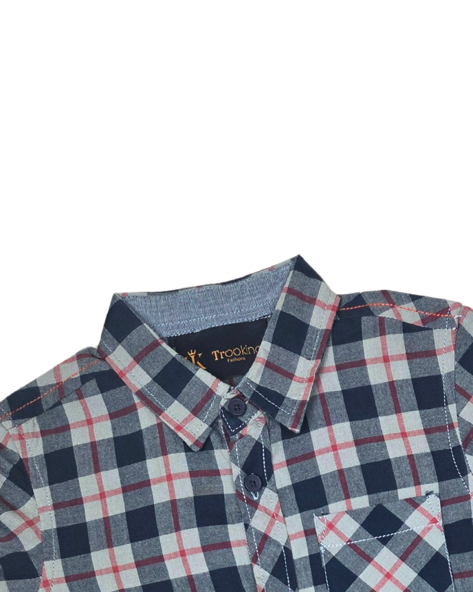 Boy's Grey and Blue Checks Shirts