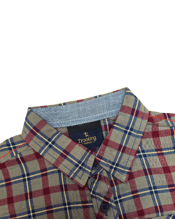 Boy's Grey and Red Checks Shirts