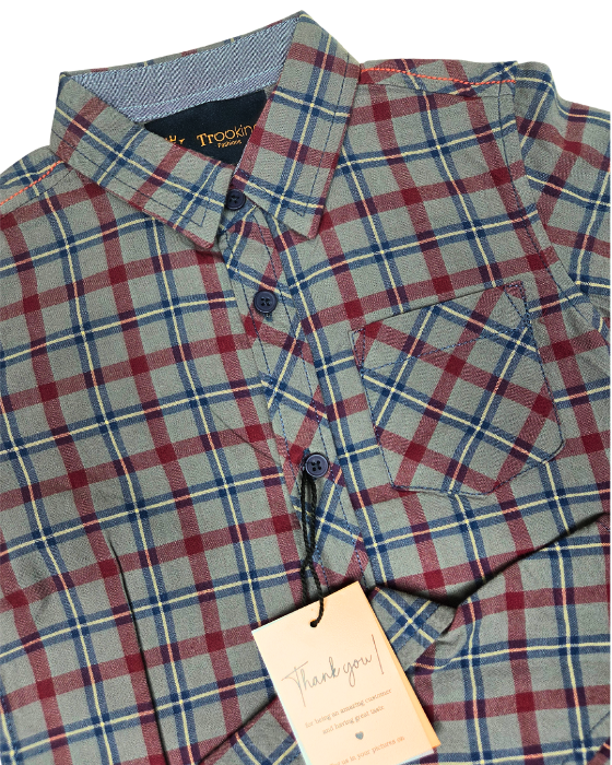 Boy's Grey and Red Checks Shirts