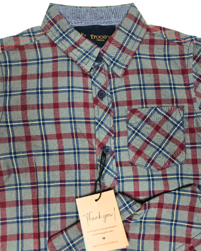 Boy's Grey and Red Checks Shirts