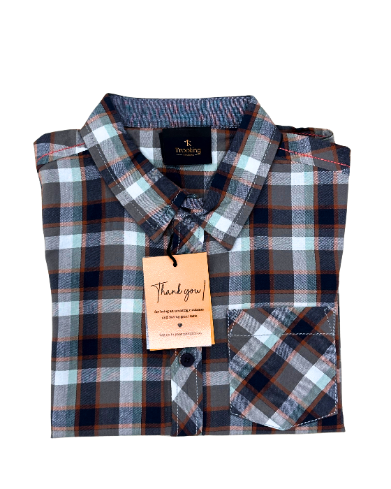 Boy's Grey with Navy Checks Shirt