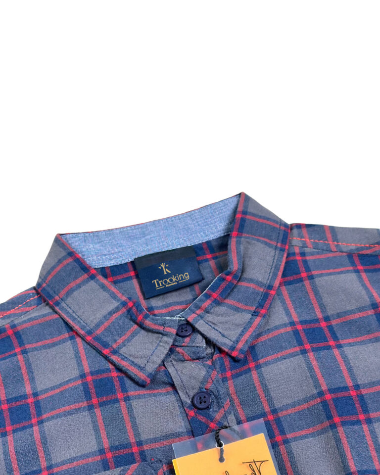 Boy's Navy Blue and maroon Check Shirt