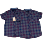 Boy's Navy Blue and maroon Check Shirt