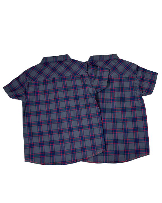 Boy's Navy Blue and maroon Check Shirt