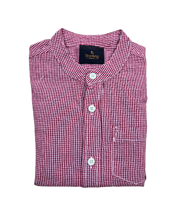 Boy's Peach and White Checks Shirts