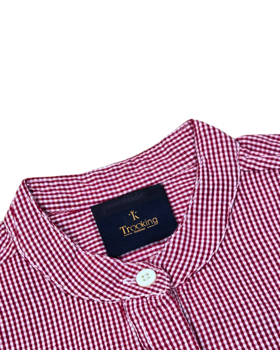 Boy's Peach and White Checks Shirts