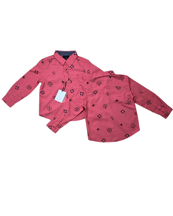 Boy's Pink Printed Shirt
