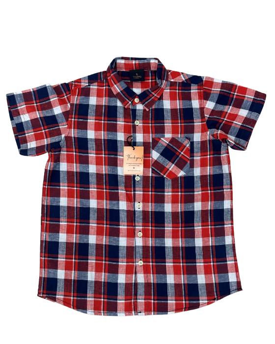 Boy's Red with Blue Checks Shirt