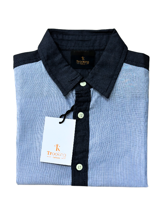 Boy's Sky Blue Vertical Stripes Shirt