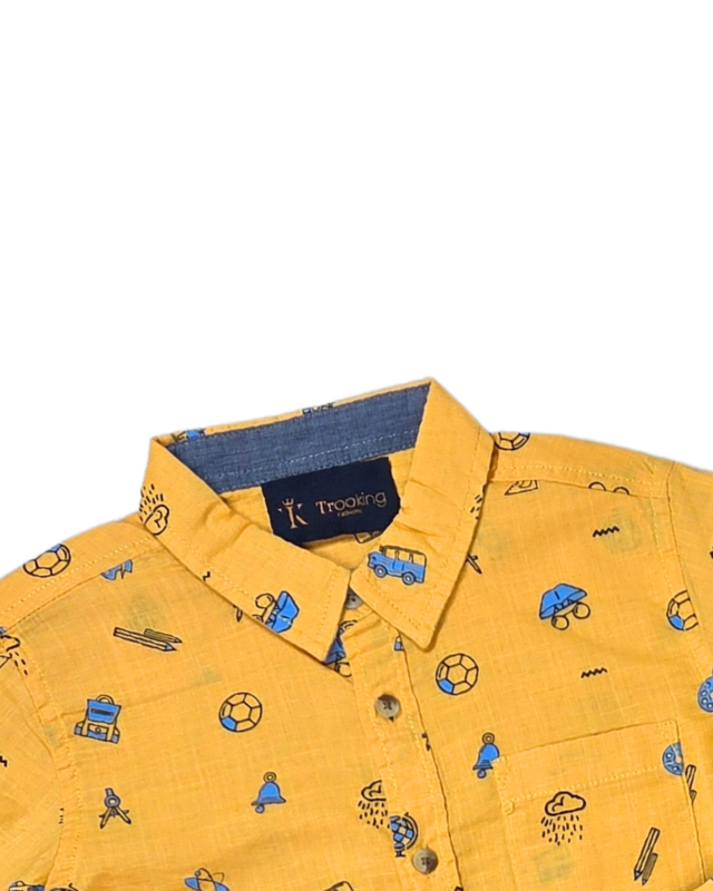 Boy's Yellow Printed Shirt