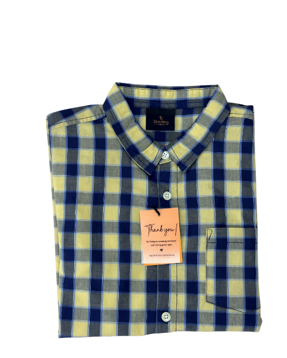 Boy's Yellow with Navy and Grey Checks Shirt