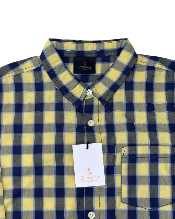 Boy's Yellow with Navy and Grey Checks Shirt