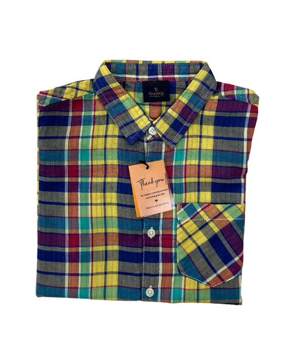 Boy's Yellow with blue and green Checks Shirt