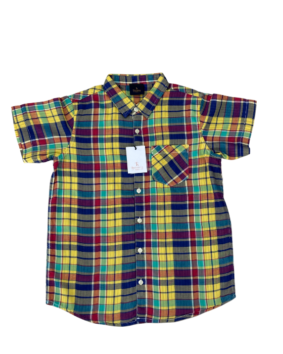 Boy's Yellow with blue and green Checks Shirt