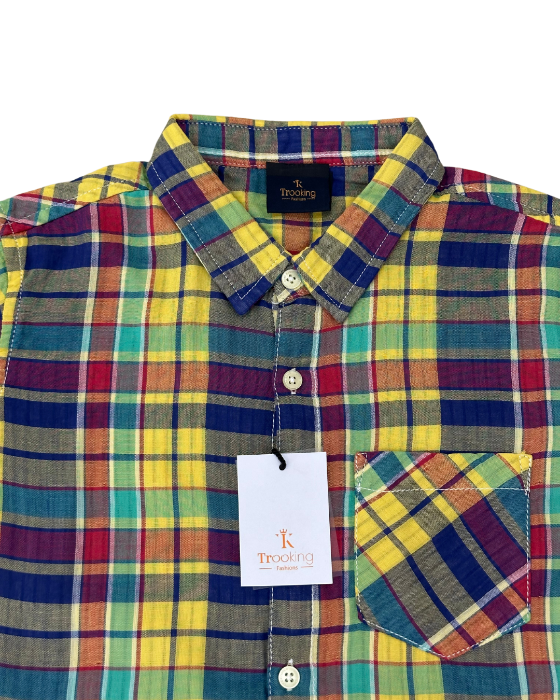 Boy's Yellow with blue and green Checks Shirt