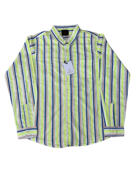 Boy's lemon-lime Vertical Stripes Shirt