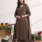 Brown_Anarkali_Ajrak_Print_Kurta_Set Brown anarkali printed kurta set- trooking