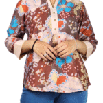 Brown Floral Print Top