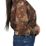 Brown Floral Print Victoria Shirt With Spaghetti