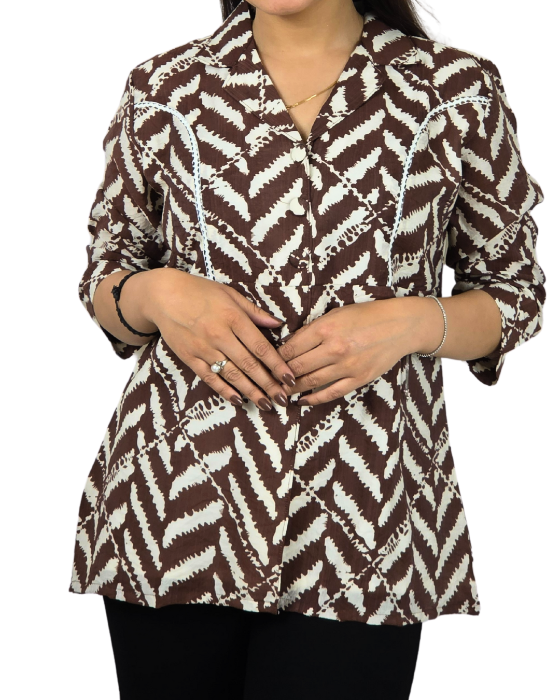 Chocolate_Brown_V_Neck_Kurti_Top_1 chocolate brown v neck top for women
