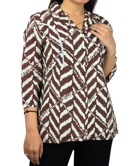 Chocolate_Brown_V_Neck_Kurti_Top_2 chocolate brown v neck top for women