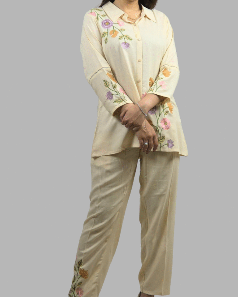 Cream Embroided Co-ord Set