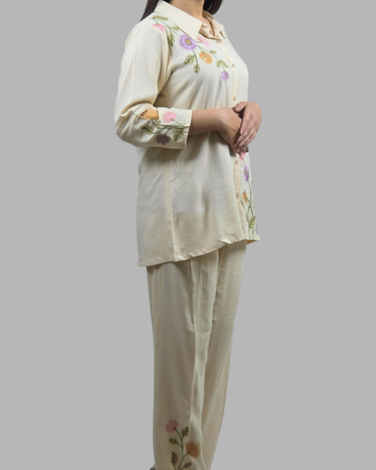 Cream Embroided Co-ord Set