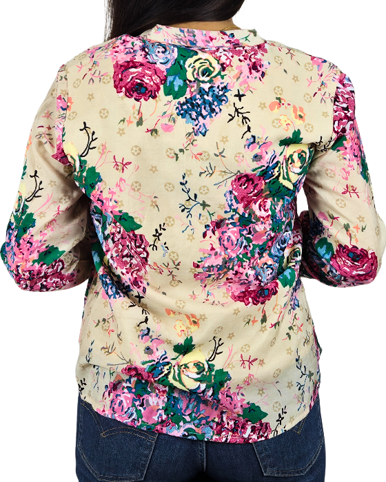 Cream Floral Print Top