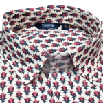 Cream Red Jaipuri Full Sleeve Printed Shirt for Men