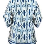 Cream with Blue Geometric Print Top