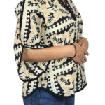 Cream with black and Golden Floral Print Top