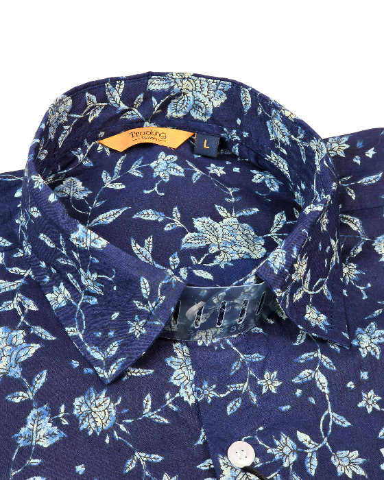 Dark Blue Jaipuri Full Sleeve Printed Shirt