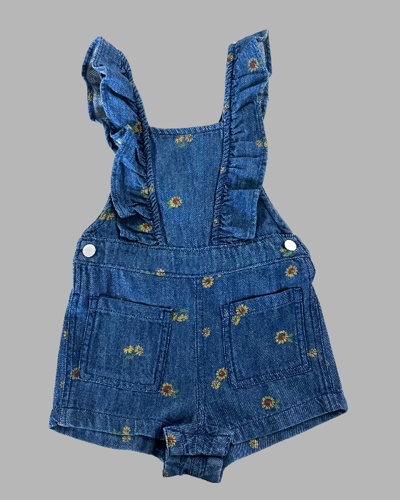 Dark Blue Jean Utility Romper For Girls