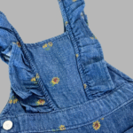 Dark Blue Jean Utility Romper For Girls