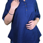 Dark Blue Rayon Slub Tunic Top
