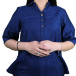 Dark Blue Rayon Slub Tunic Top
