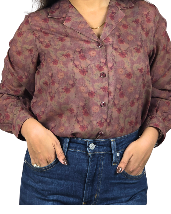 Dusky Rose Floral Print Victoria Shirt With Spaghetti