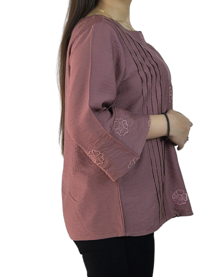 Dusty Rose Plain Embroided Top