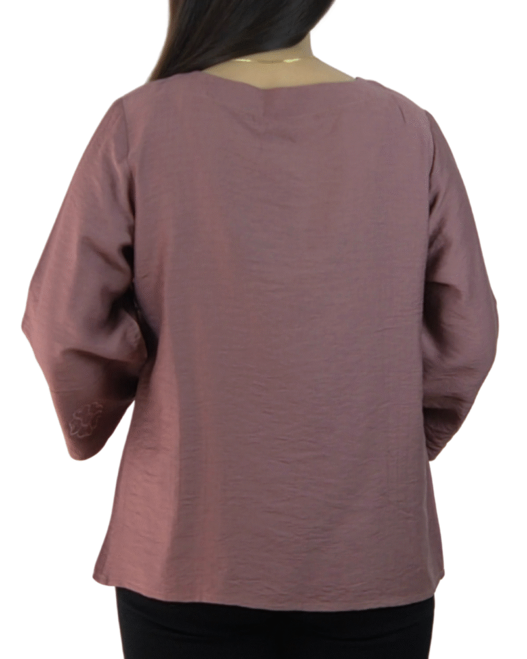Dusty Rose Plain Embroided Top