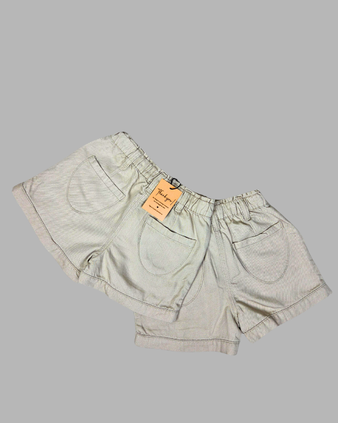 Girl's Cream  Plain Shorts