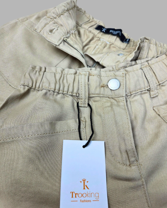 Girl's Cream  Plain Shorts