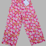 Girl's Hot Pink Floral Elasticated Cotton Pants