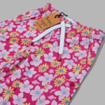 Girl's Hot Pink Floral Elasticated Cotton Pants