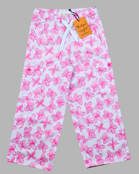 Girl's Pink Floral Elasticated Cotton Pants
