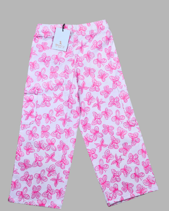 Girl's Pink Floral Elasticated Cotton Pants