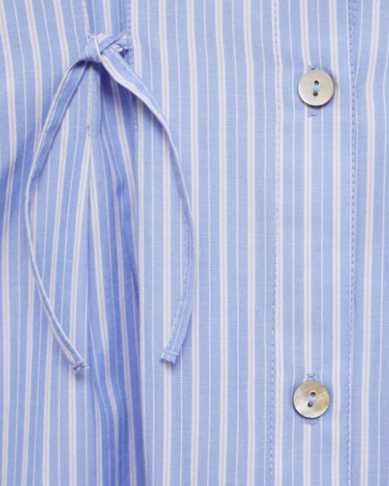 Girl's Sky Blue Striped Shirt Dress