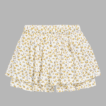Girl's Yellow Floral Print Skirt With Divider