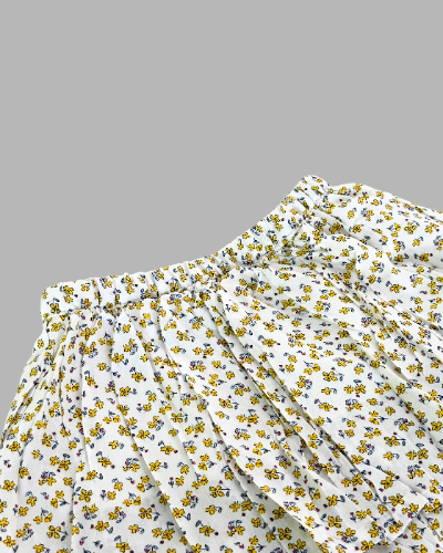 Girl's Yellow Floral Print Skirt With Divider