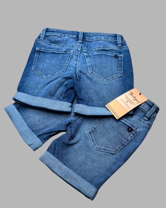 Girls Floral Embroidery Denim Shorts