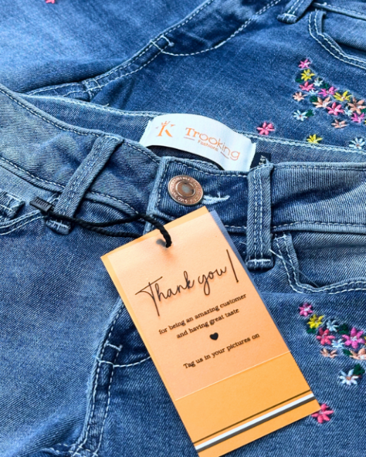 Girls Floral Embroidery Denim Shorts